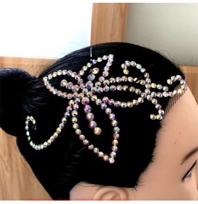 Children ballroom Latin dance competition headdress for girls national standard adult performance hair accessories dance accessories jewelry